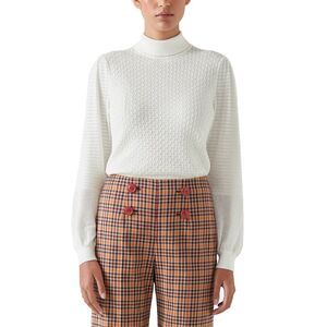 Lk Bennett Womens  Silk-Blend Theresa Knitted Top, White